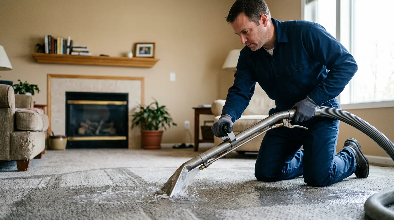 Water damage restoration technician working near Camp Lejeune, NC